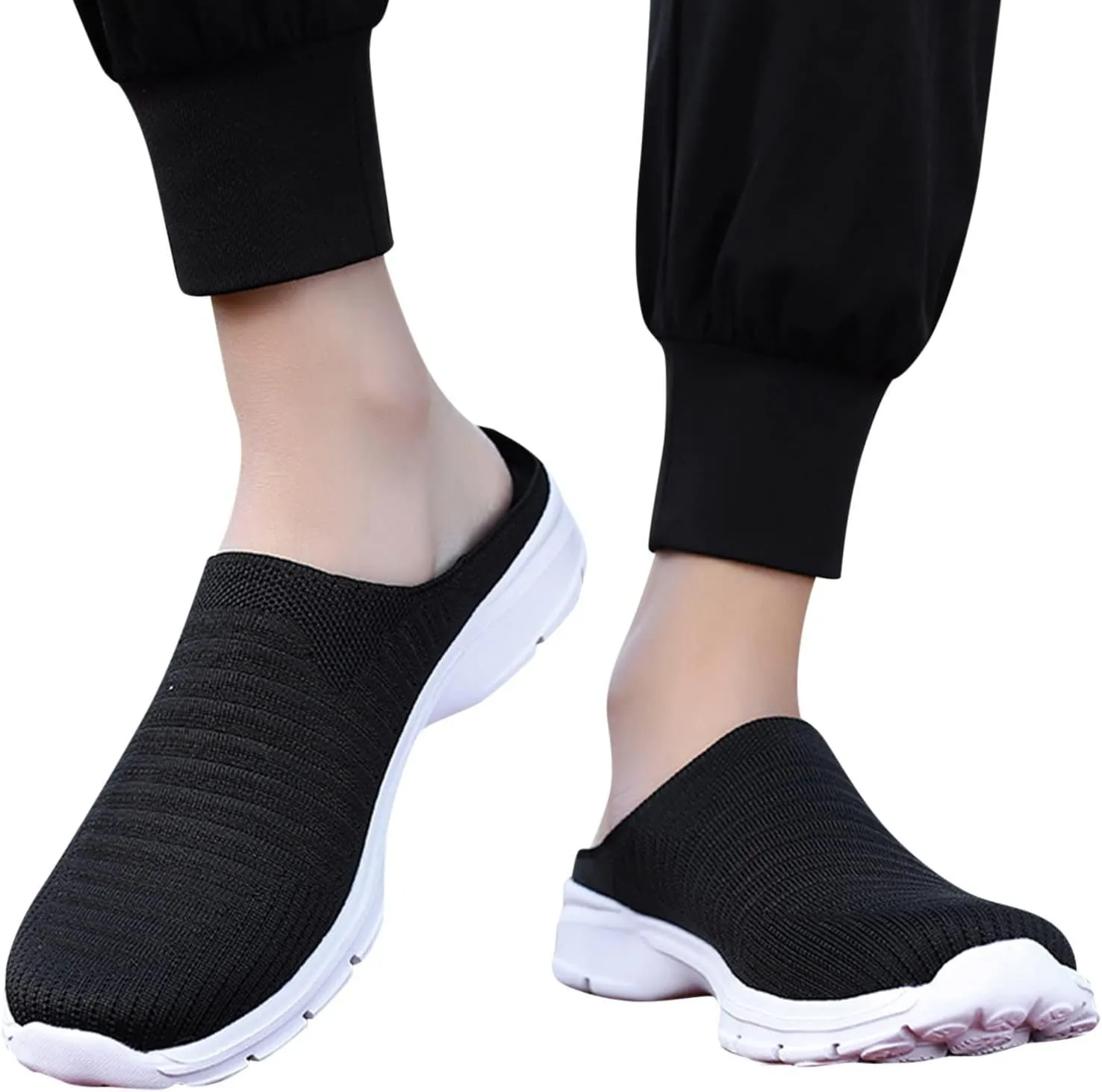 Womens Backless Sneakers Mesh Slip-on Mule Shoes Tennis Shoes Womens High Top Casual Shoes Women Shoes Sneakers Slip On Tennis Shoe Loafers Casual Slip On