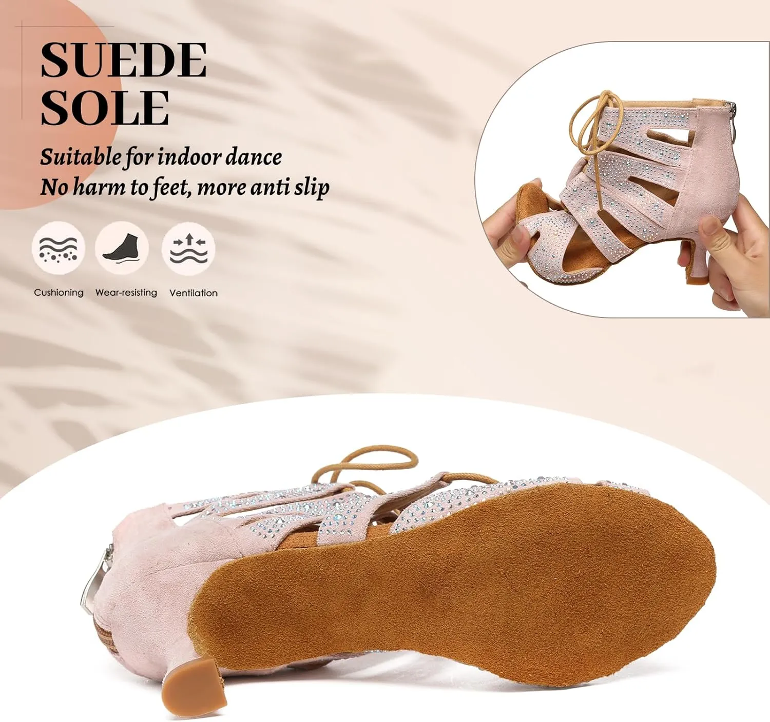 Women's Ballroom Latin Salsa Dance Shoes Lace-Up Open-Toe Dance Boots Heels,YCL570