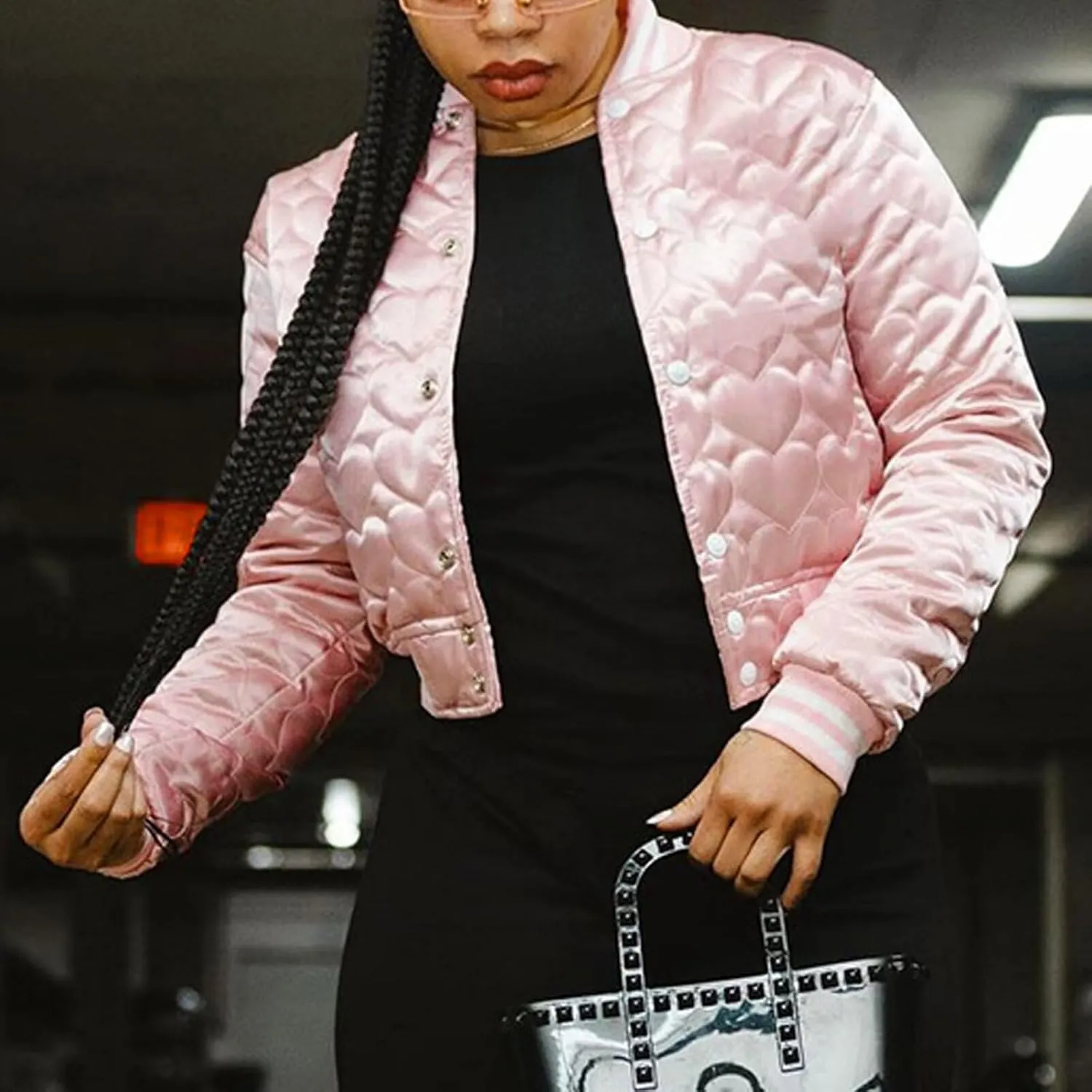 Women's Baseball Varsity Jacket Cropped Bomber Quilted Jackets Vintage Casual Lightweight Crop Top Coat