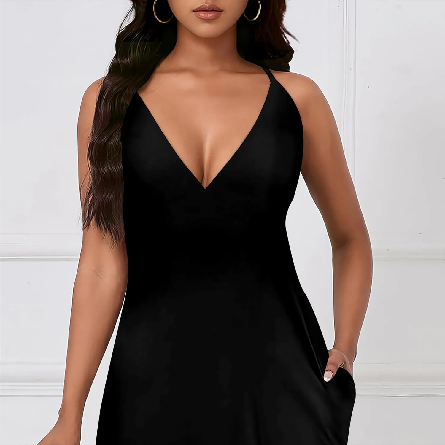 Women's Boho Ankle-Length Spaghetti Strap Sexy V-Neck Maxi Dress Summer Beach Vacation Cocktail Party Dress XS-3XL