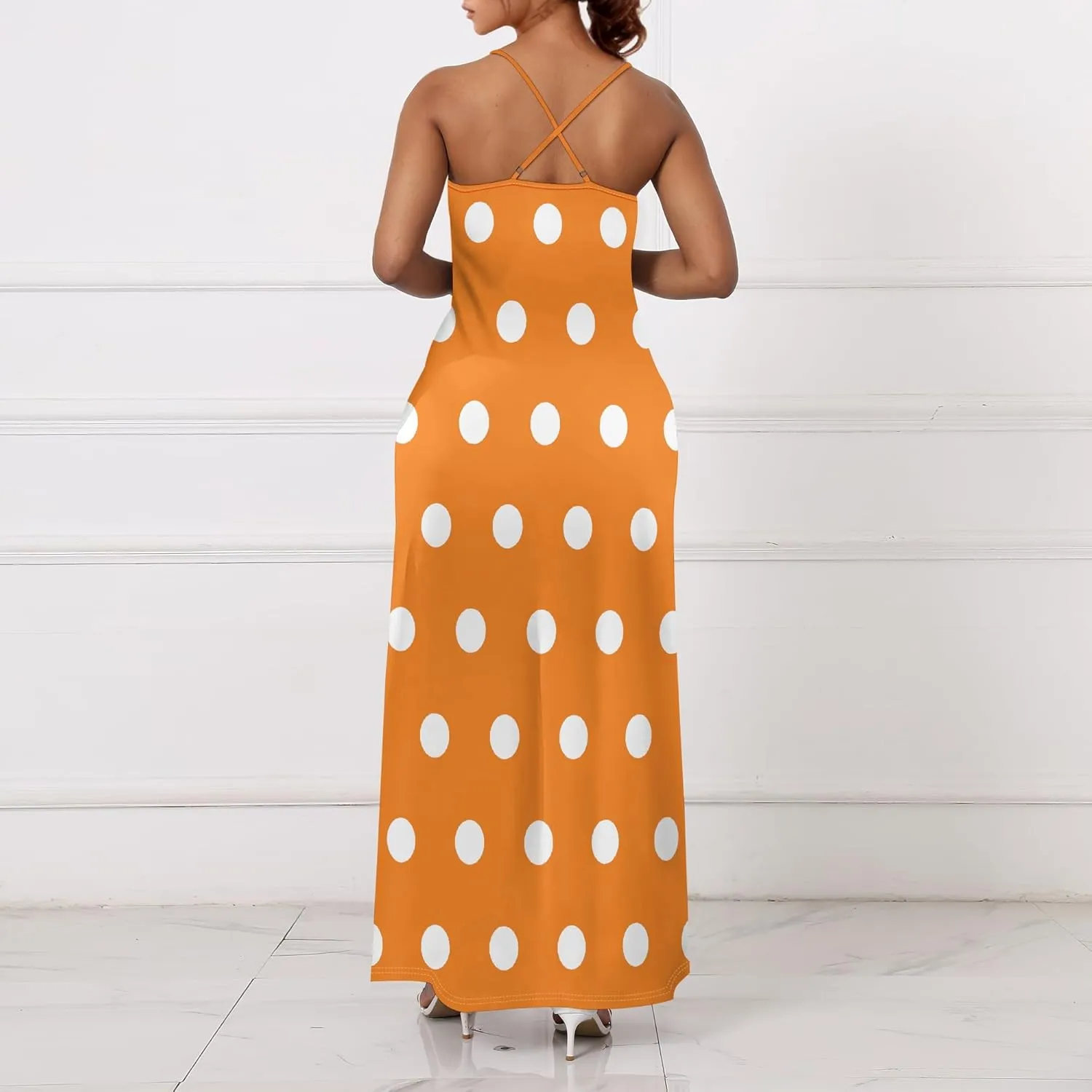 Women's Boho Ankle-Length Spaghetti Strap Sexy V-Neck Maxi Dress Summer Beach Vacation Cocktail Party Dress XS-3XL