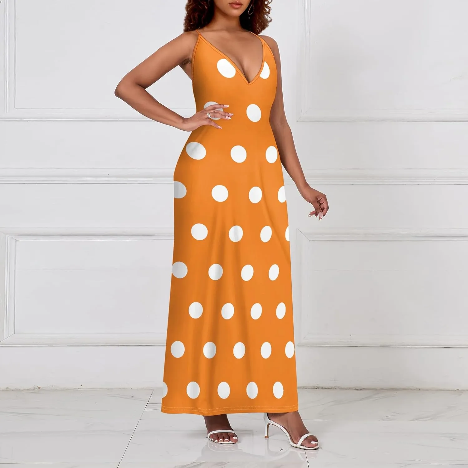 Women's Boho Ankle-Length Spaghetti Strap Sexy V-Neck Maxi Dress Summer Beach Vacation Cocktail Party Dress XS-3XL