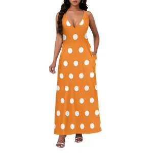 Women's Boho Ankle-Length Spaghetti Strap Sexy V-Neck Maxi Dress Summer Beach Vacation Cocktail Party Dress XS-3XL