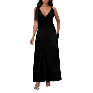 Women's Boho Ankle-Length Spaghetti Strap Sexy V-Neck Maxi Dress Summer Beach Vacation Cocktail Party Dress XS-3XL