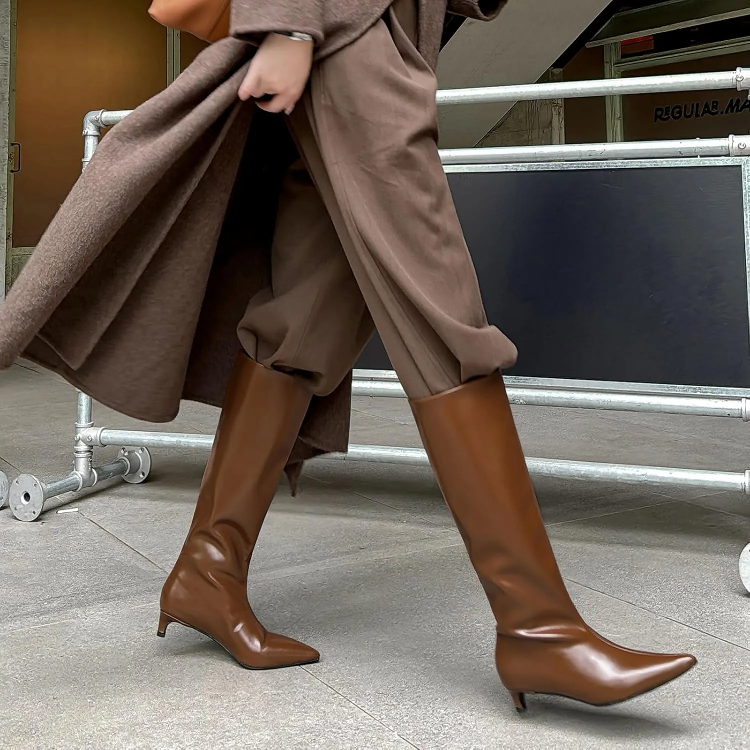 Womens Boots Knee High Kitten Heel Tall Boots For Women Pointed Toe Low Heel Fahion Fall Dress Long Boots