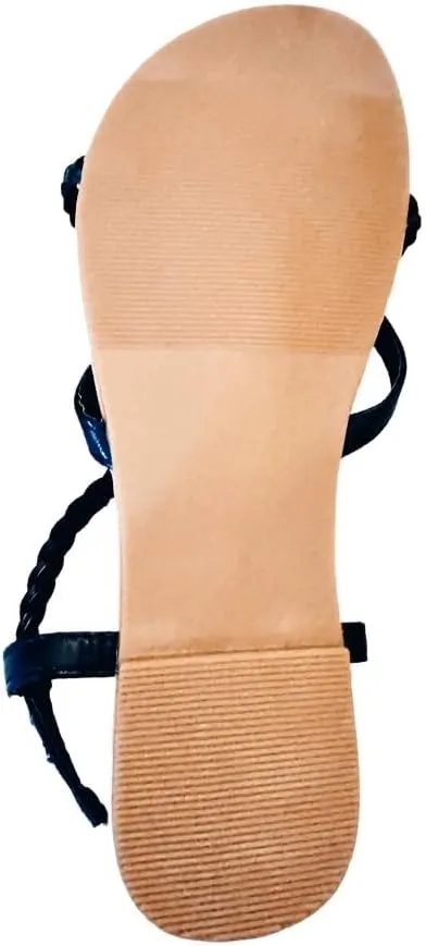 Women's Braided Strap Flat Sandals – Comfortable Open-Toe Slip-On Gladiator Sandals with Back Strap, Casual Summer Footwear