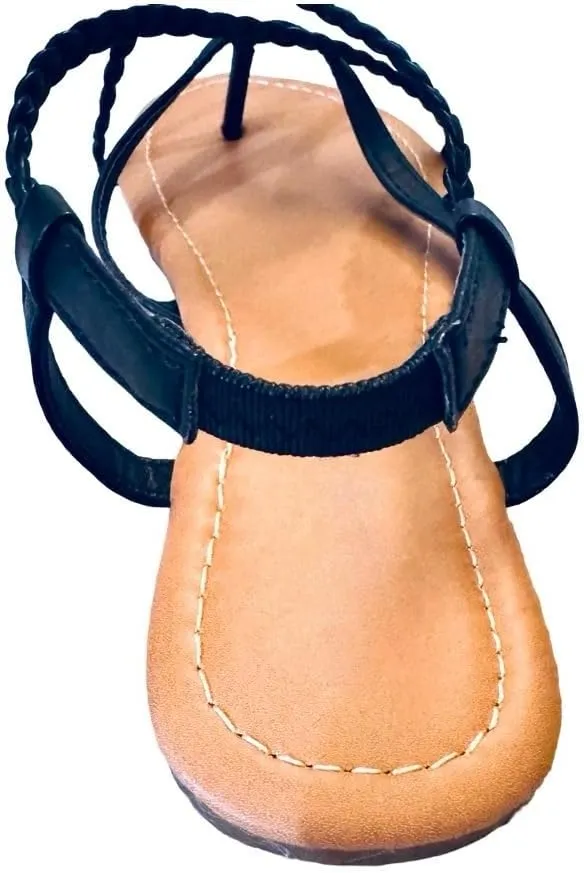Women's Braided Strap Flat Sandals – Comfortable Open-Toe Slip-On Gladiator Sandals with Back Strap, Casual Summer Footwear
