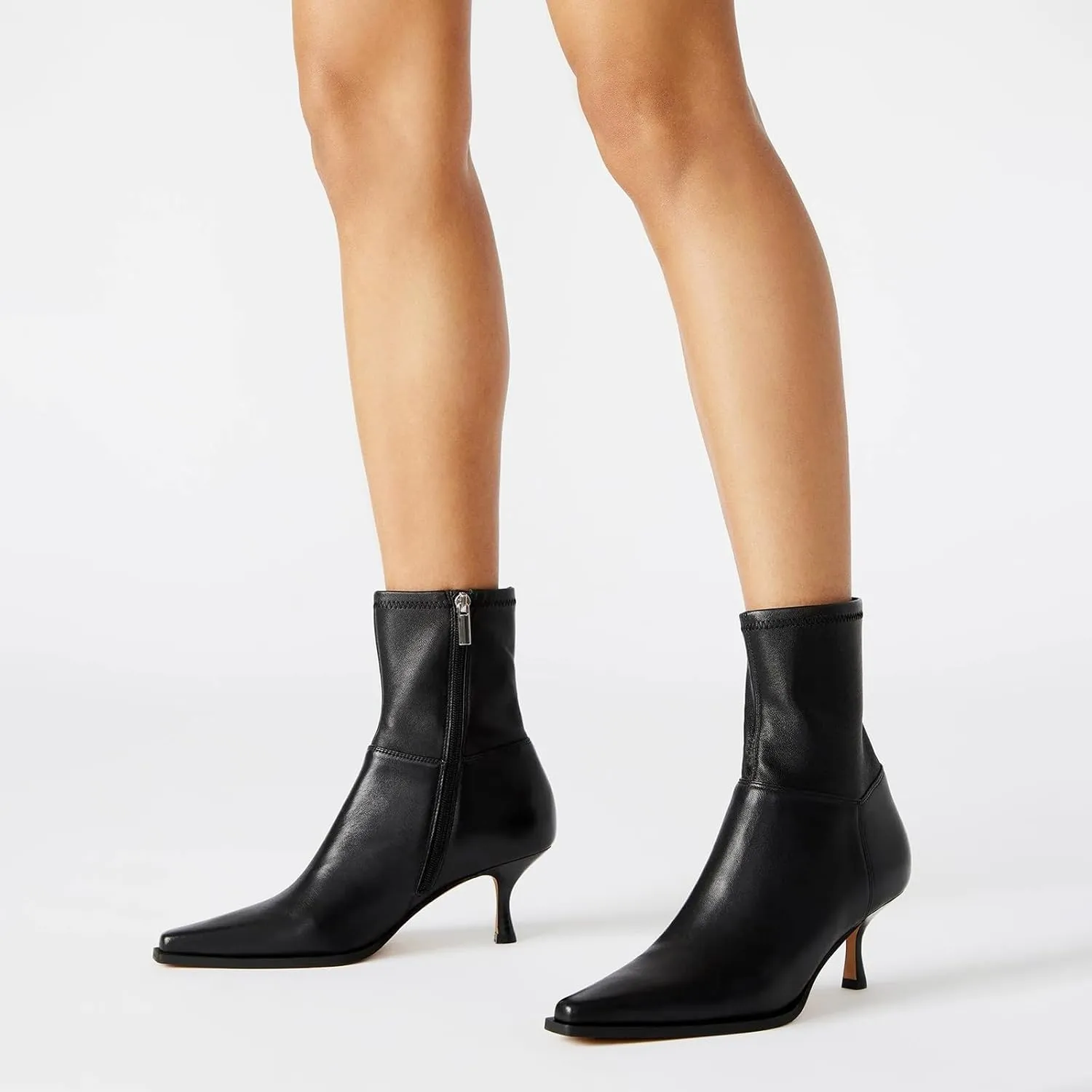 Womens Brown Suede Fall Boots with Side Zip, Ankle, Mid Calf, Pointed Toe, Kitten Heel, Dressy, Short Boots