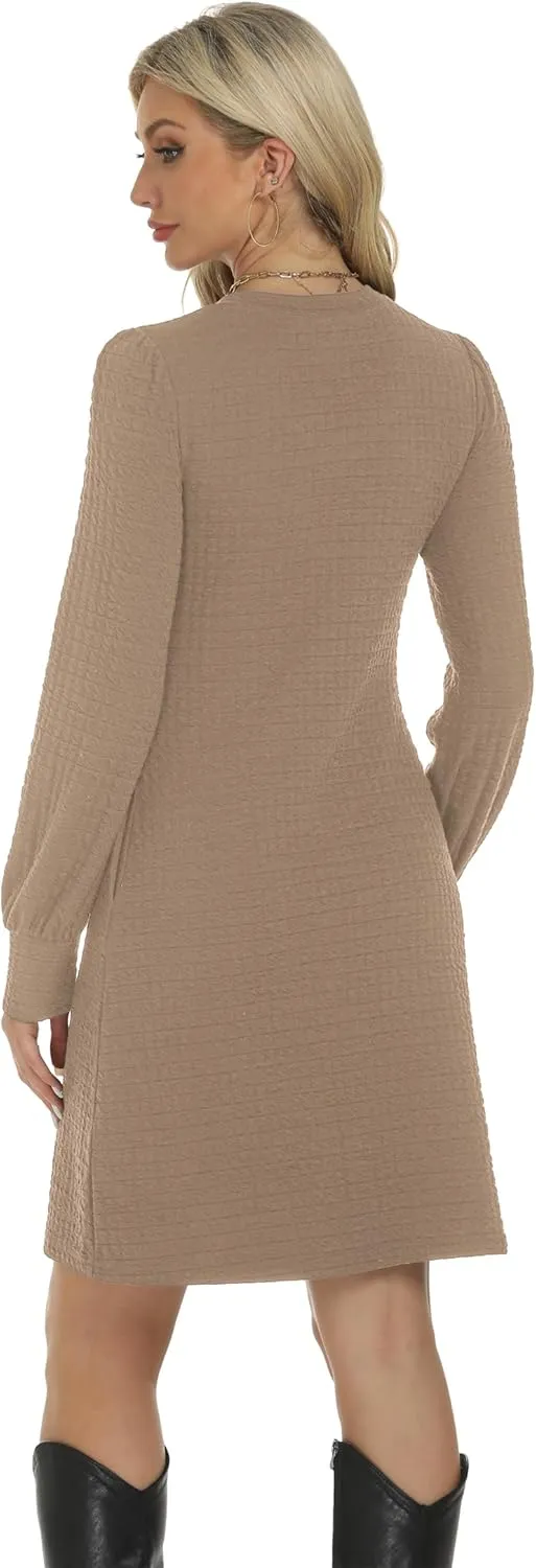 Womens Casual Dresses Long Sleeve Sexy Wrap V Neck Mini Dress with Pockets Winter Fall Spring Trendy Outfit