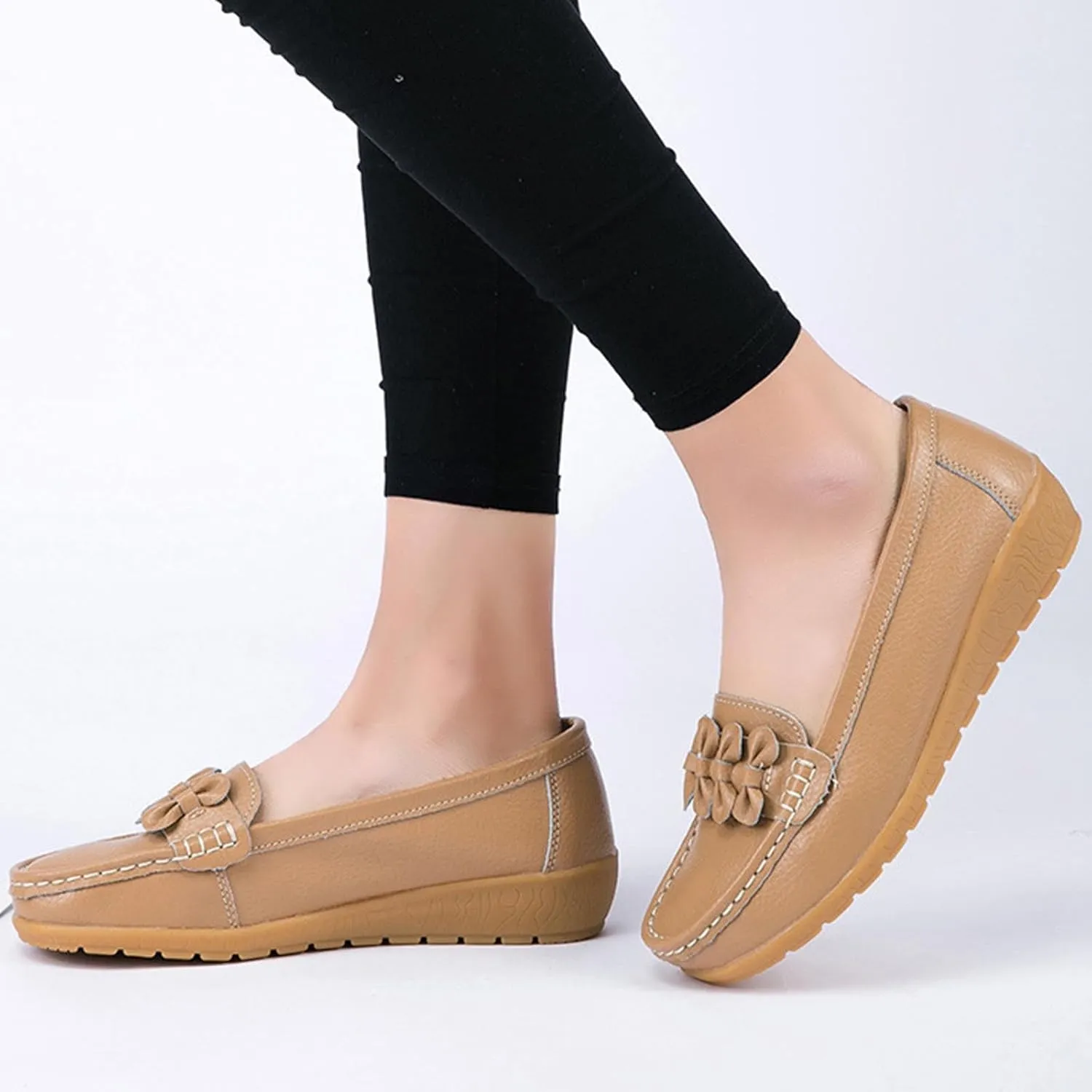 Womens Casual Loafers Comfort Slip on Flat Shoes Lightweight Soft Flats Ladies Dressy Single Shoe for Office Work