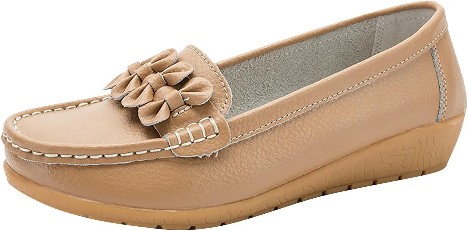 Womens Casual Loafers Comfort Slip on Flat Shoes Lightweight Soft Flats Ladies Dressy Single Shoe for Office Work