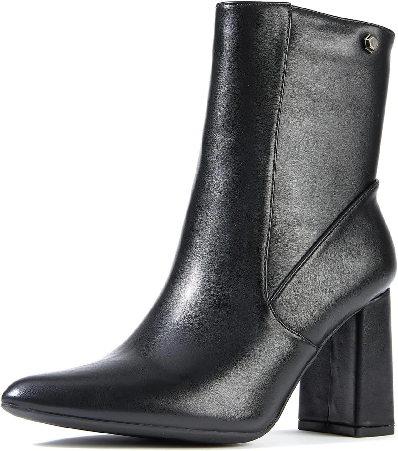 Women’s Chunky Block Heel Ankle Boots Pointed Toe, Side Zipper, Mid Calf, Comfortable & Versatile Short Booties