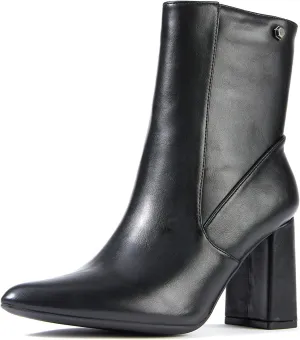 Women’s Chunky Block Heel Ankle Boots Pointed Toe, Side Zipper, Mid Calf, Comfortable & Versatile Short Booties
