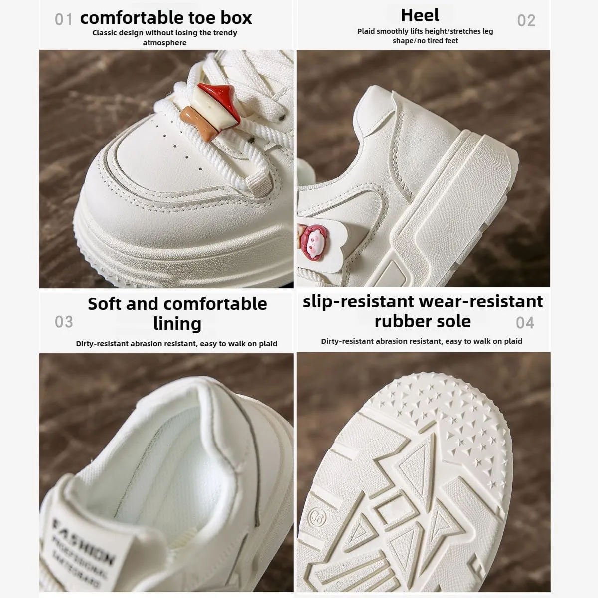 Women's Chunky Platform Sneakers with Star Charm Preppy Skate Shoes Thick Cushioned Sole Lace-Up for Walking Casual Wear