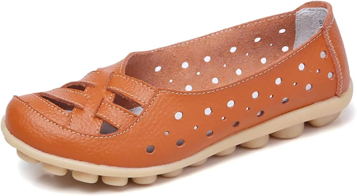 womens comfort sandals Breathable Leather Hollow Out Loafer Flats Summer Slip-On Cutout Sandals Casual Round Toe Orthopedic Loafers Fashion Soft Shoes