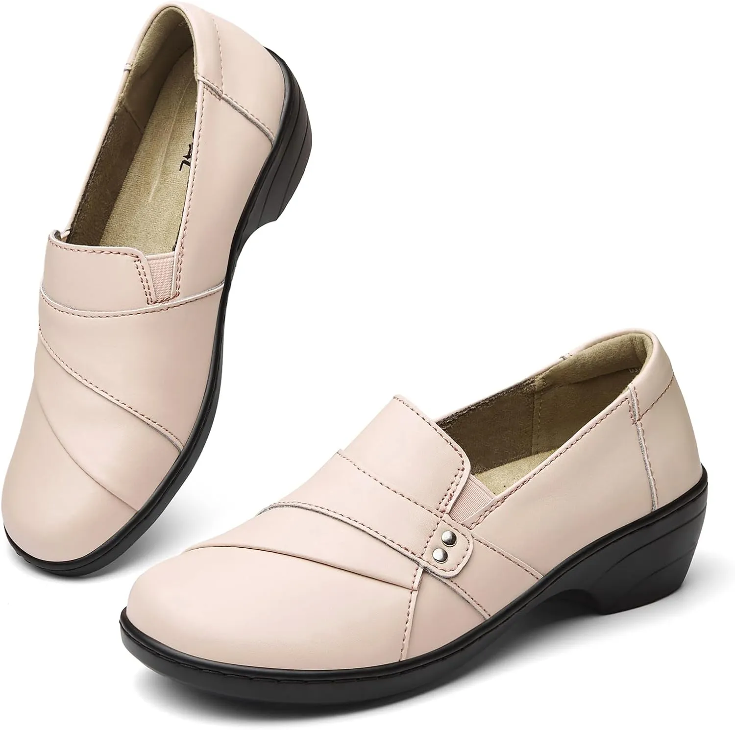 Women's Comfortable & Lightweight Leather Loafers Slip-Ons Stylish Business Casual Dress Shoes Work Office Everyday Walking Shoes for Women