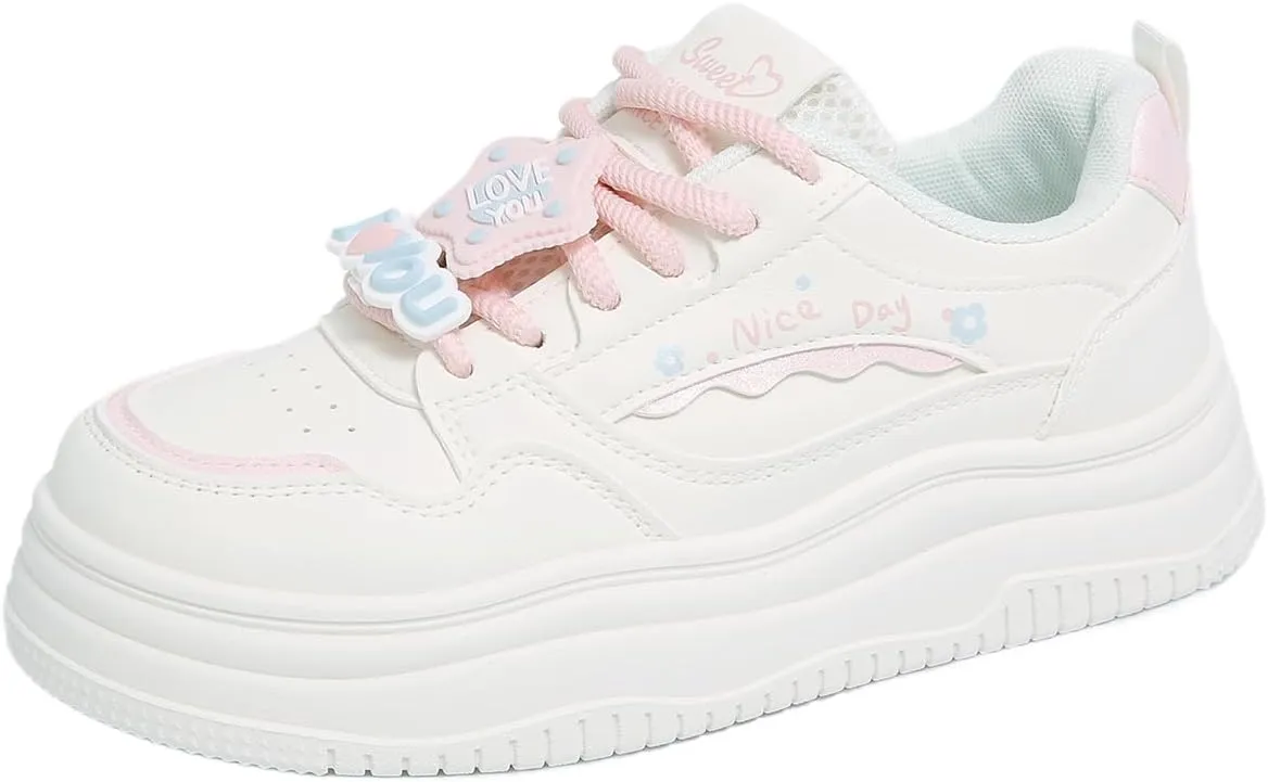 Women's Cute Platform Sneakers Y2K Lightweight Comfort Walking Casual Shoes Sport Work Campus