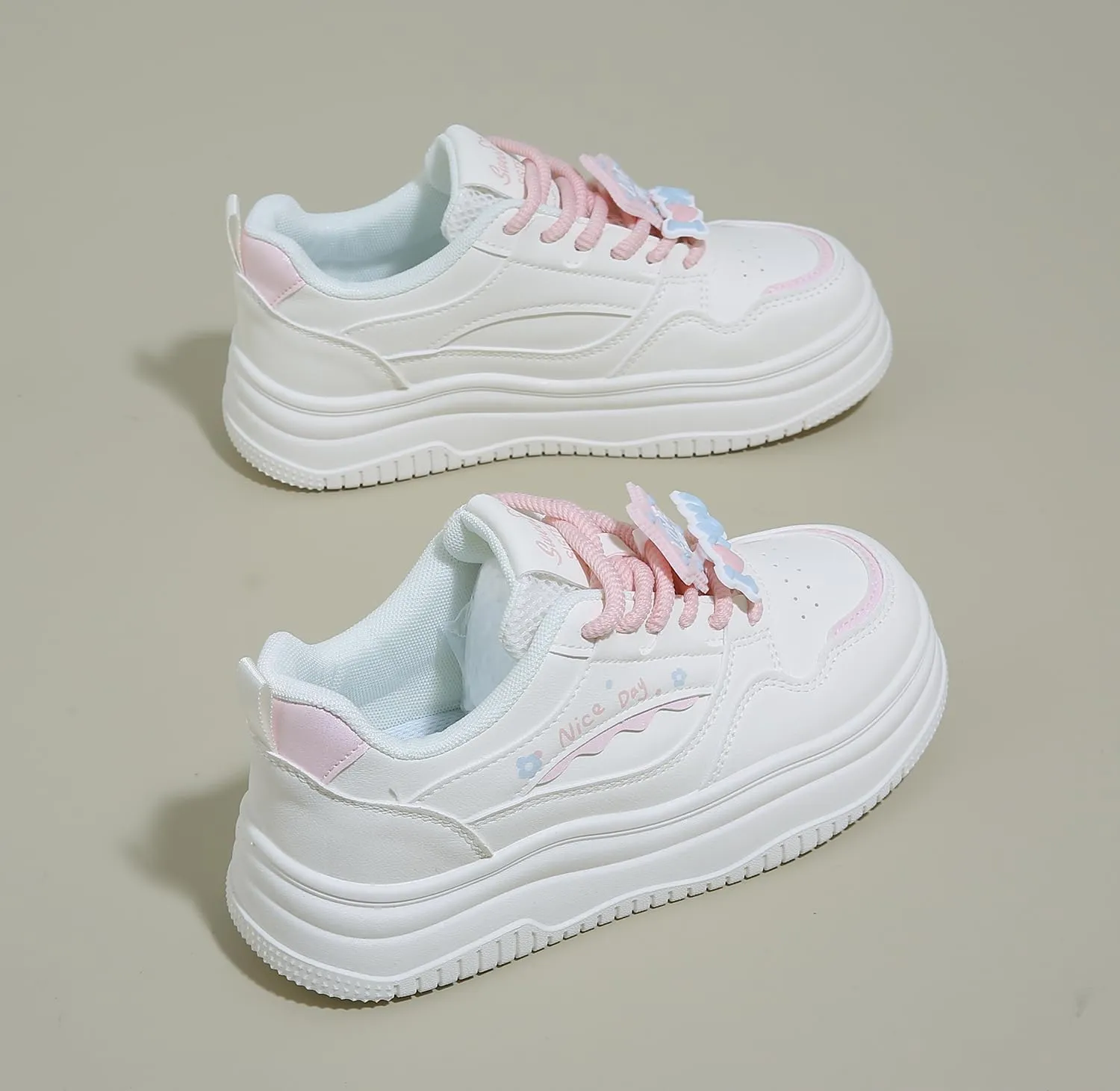 Women's Cute Platform Sneakers Y2K Lightweight Comfort Walking Casual Shoes Sport Work Campus