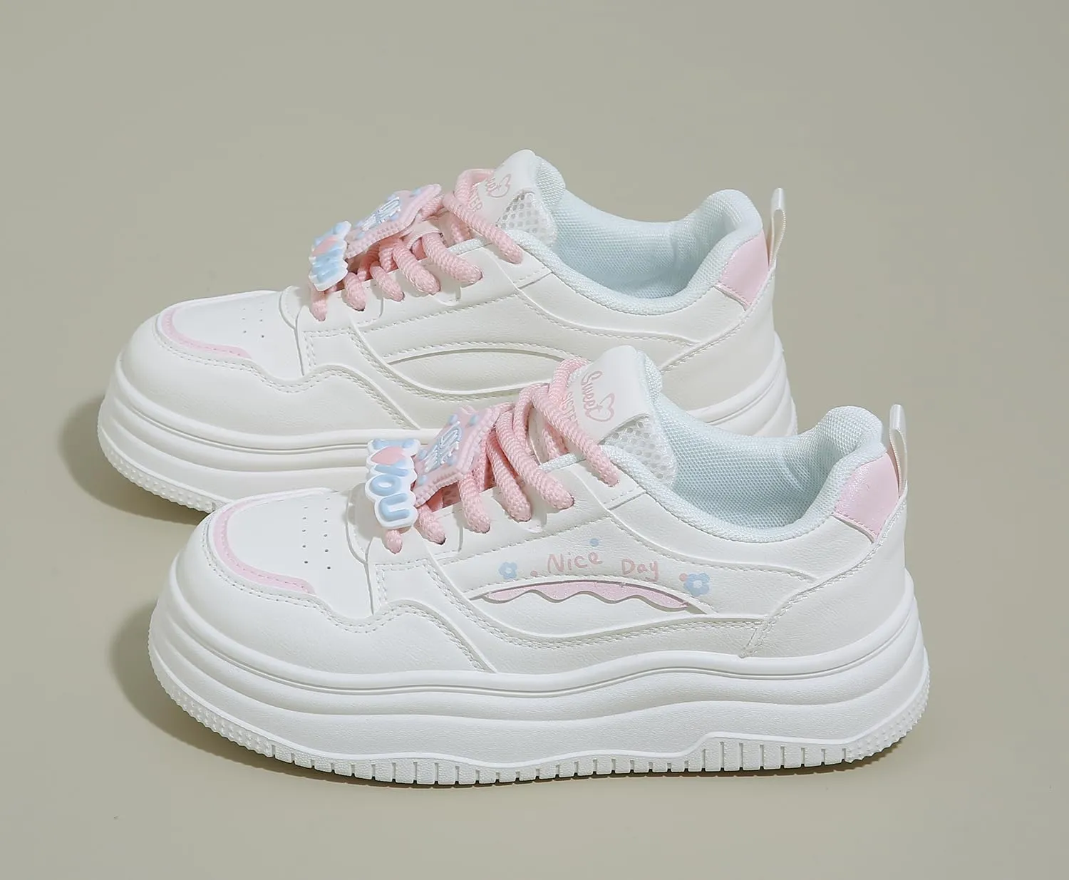 Women's Cute Platform Sneakers Y2K Lightweight Comfort Walking Casual Shoes Sport Work Campus