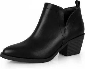 Women's Dressy Ankle Boots - Low Heel, Pointed Toe, Side Zipper Booties