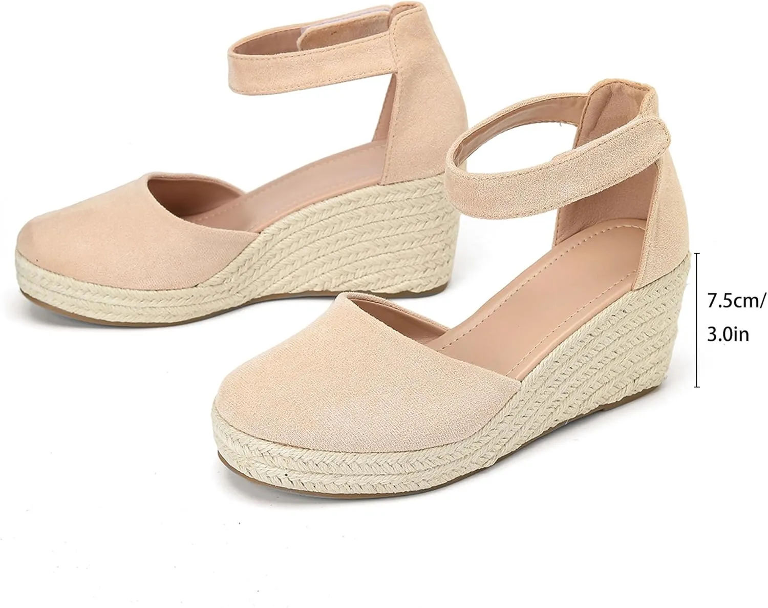 Womens Espadrilles Sandals, Closed Toe Platform for Women Ankle Strap Casual Comfortable Wedge Sandals
