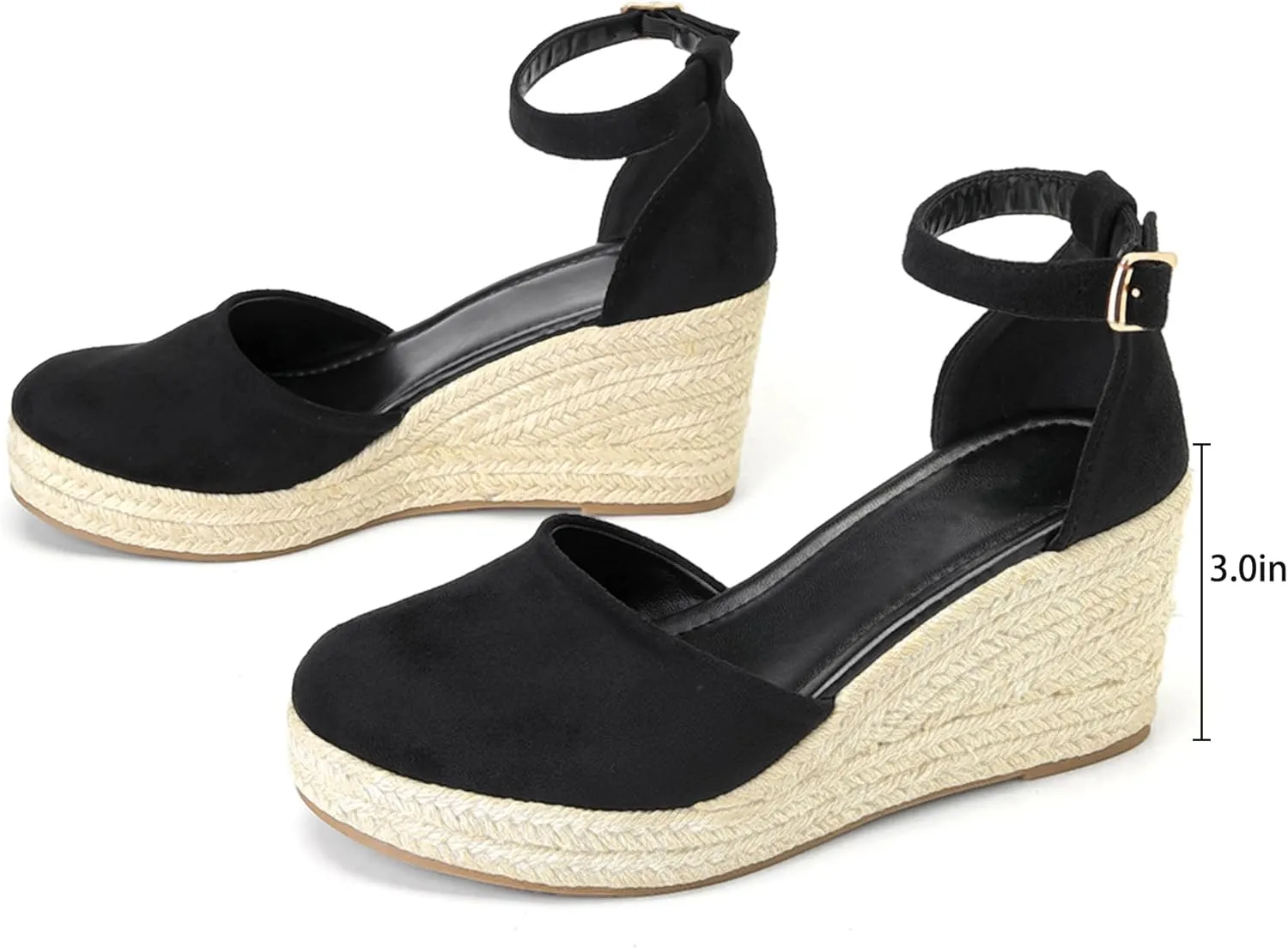 Womens Espadrilles Sandals, Closed Toe Platform for Women Ankle Strap Casual Comfortable Wedge Sandals