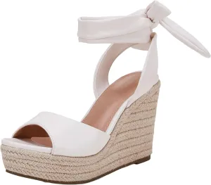 Womens Espadrilles Wedges Sandals Heels Open Toe Tie Lace Up Platform Ankle Strap Summer Dress Shoes