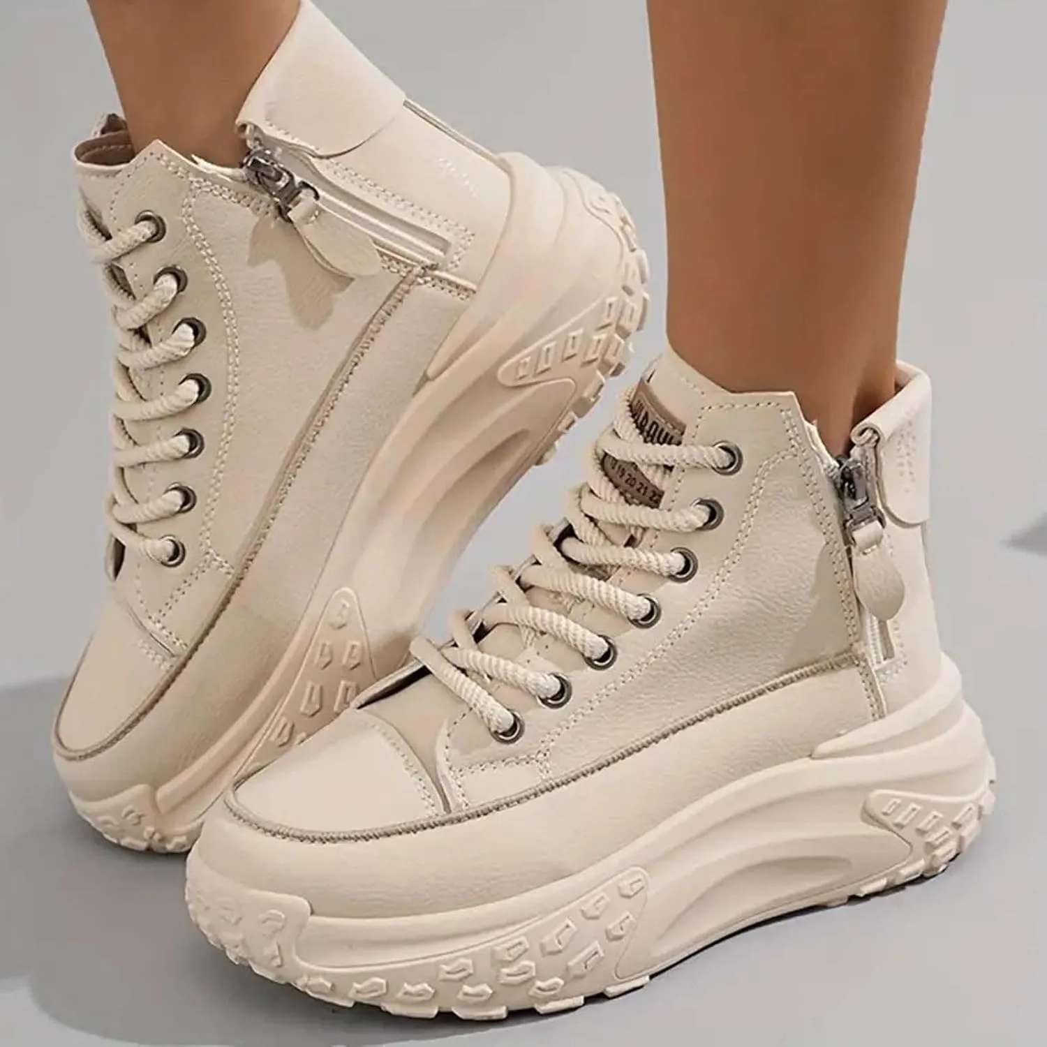 Women's Fashion Sneakers Winter Canvas Platform Sneakers Casual Tennis Shoes Walking Running Shoes Lace Up High Top Sneakers