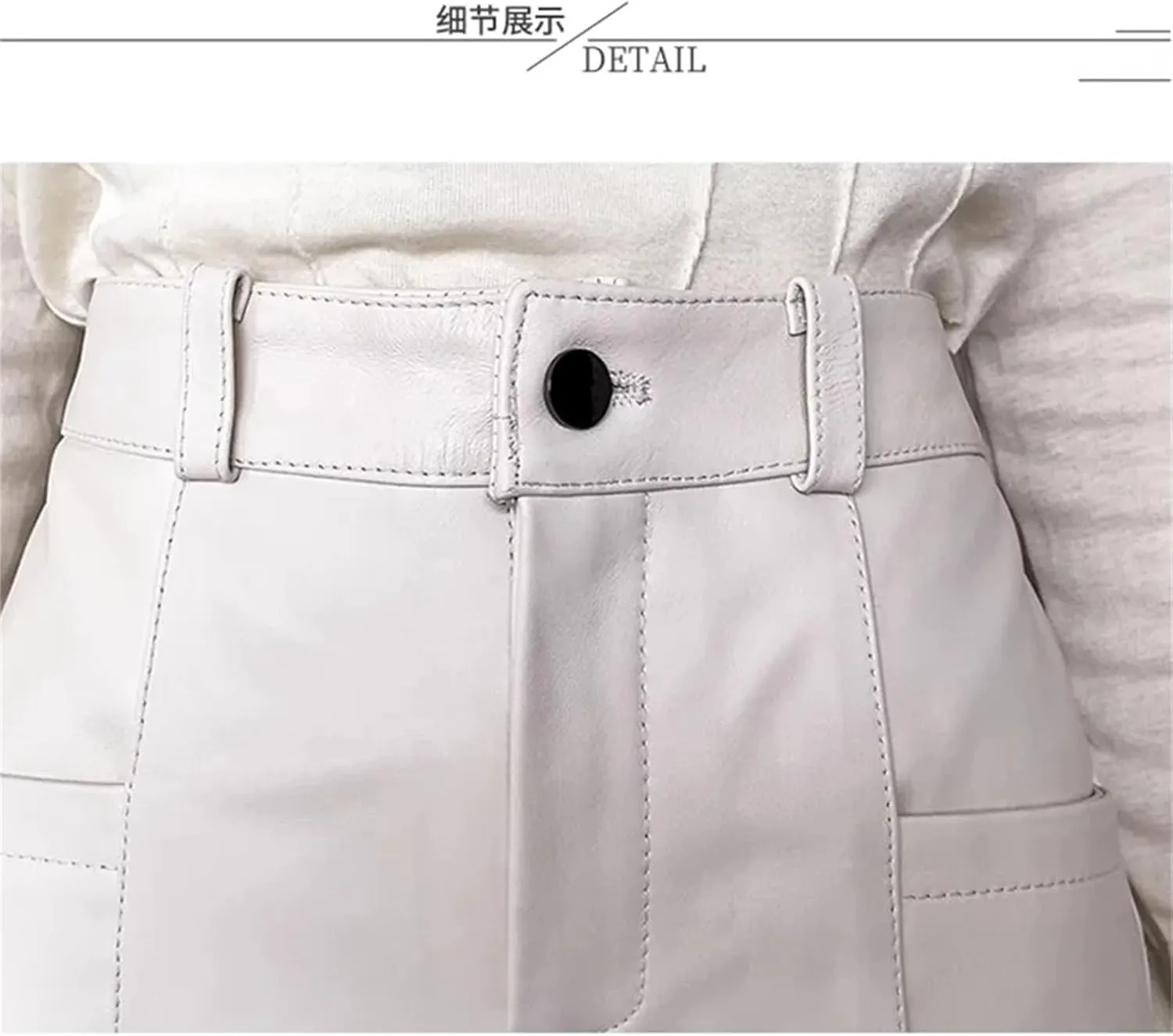 Women’s Front-Tie Faux Leather Wrap Shorts Adjustable Waist with Floral Embroidery Versatile Day-to-Night