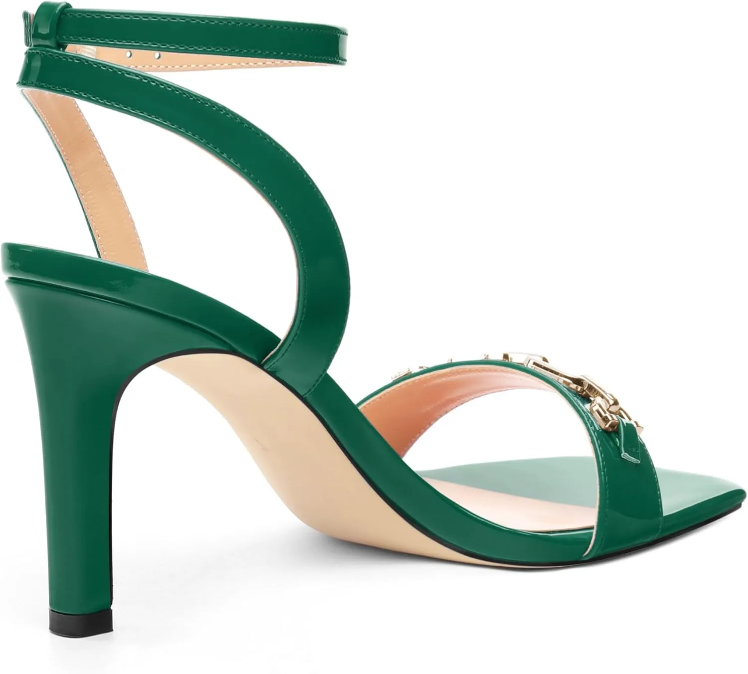 Women's High Heels Sandals, Ankle Strap Heels Square Toe Shoes for Wedding Party 3.5-inch