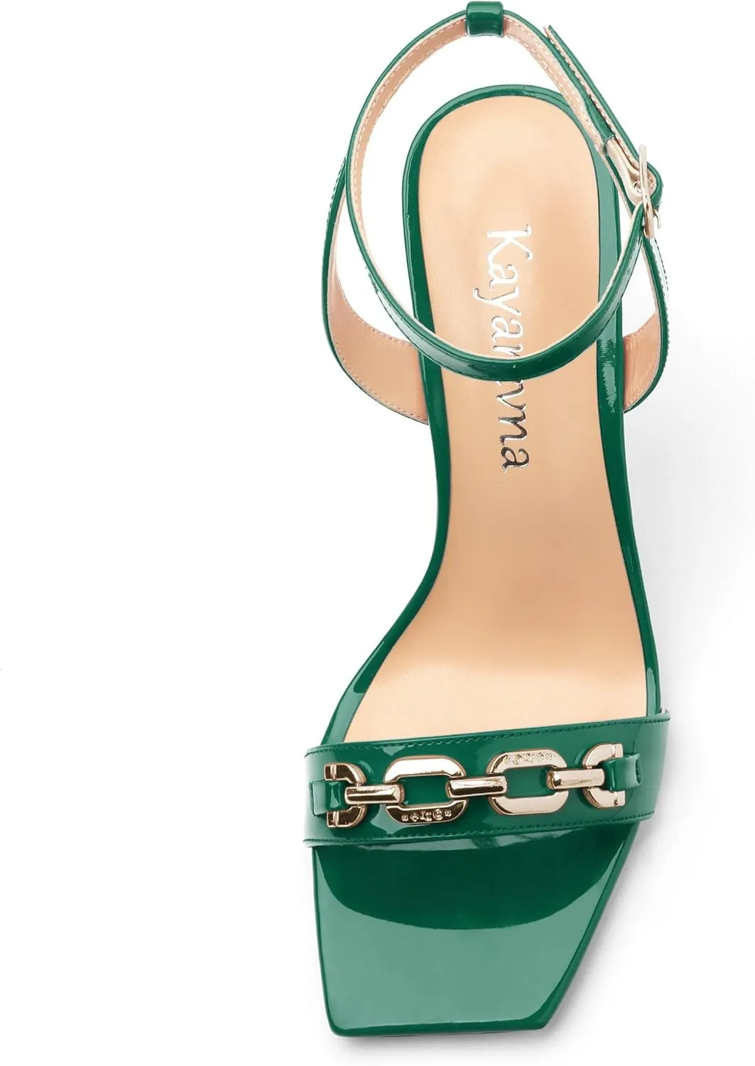 Women's High Heels Sandals, Ankle Strap Heels Square Toe Shoes for Wedding Party 3.5-inch
