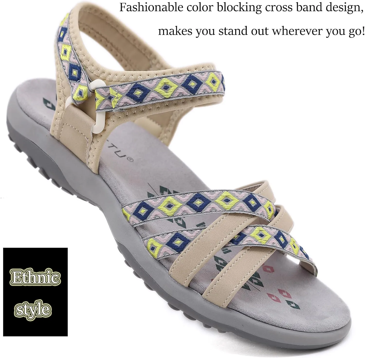 Womens Hiking Sandals Ladies Sport Sandals with Arch Support Comfortable Outdoor Sandals Adjustable Strap Summer Fashionable Shoes