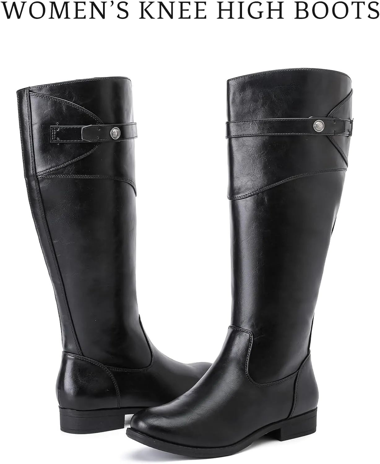 Women's Knee High Boots Wide Calf Comfortable Riding Combat Flat Boots and Fashionable for Fall and Winter Wear for Women.