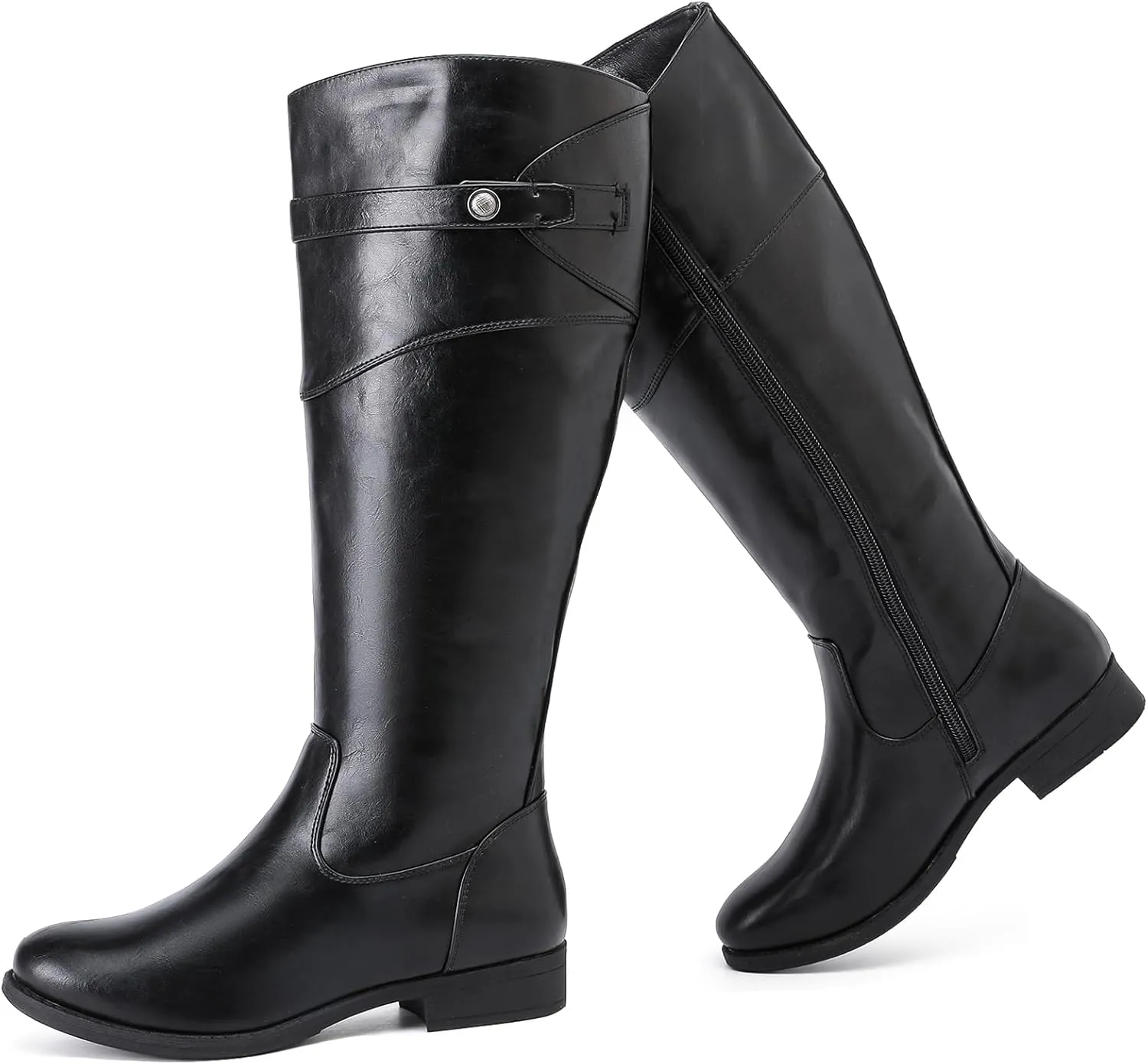 Women's Knee High Boots Wide Calf Comfortable Riding Combat Flat Boots and Fashionable for Fall and Winter Wear for Women.