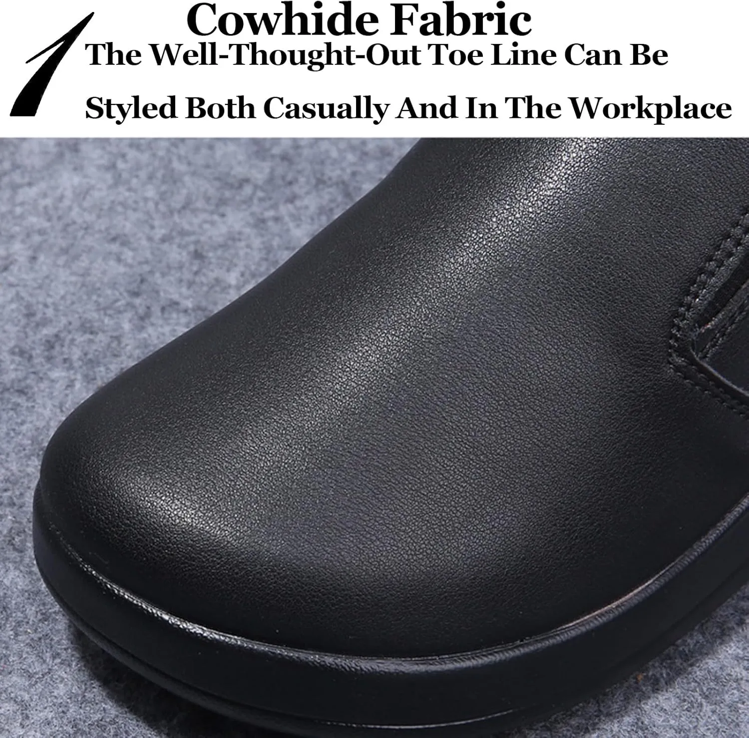 Women's Leather Platform Wedge Rocker Walking Shoes Wide Round Toe Slip-On Arch Support Lightweight Sneakers Comfortable Non-Slip Soft Bottom Fashion Mom Loafers