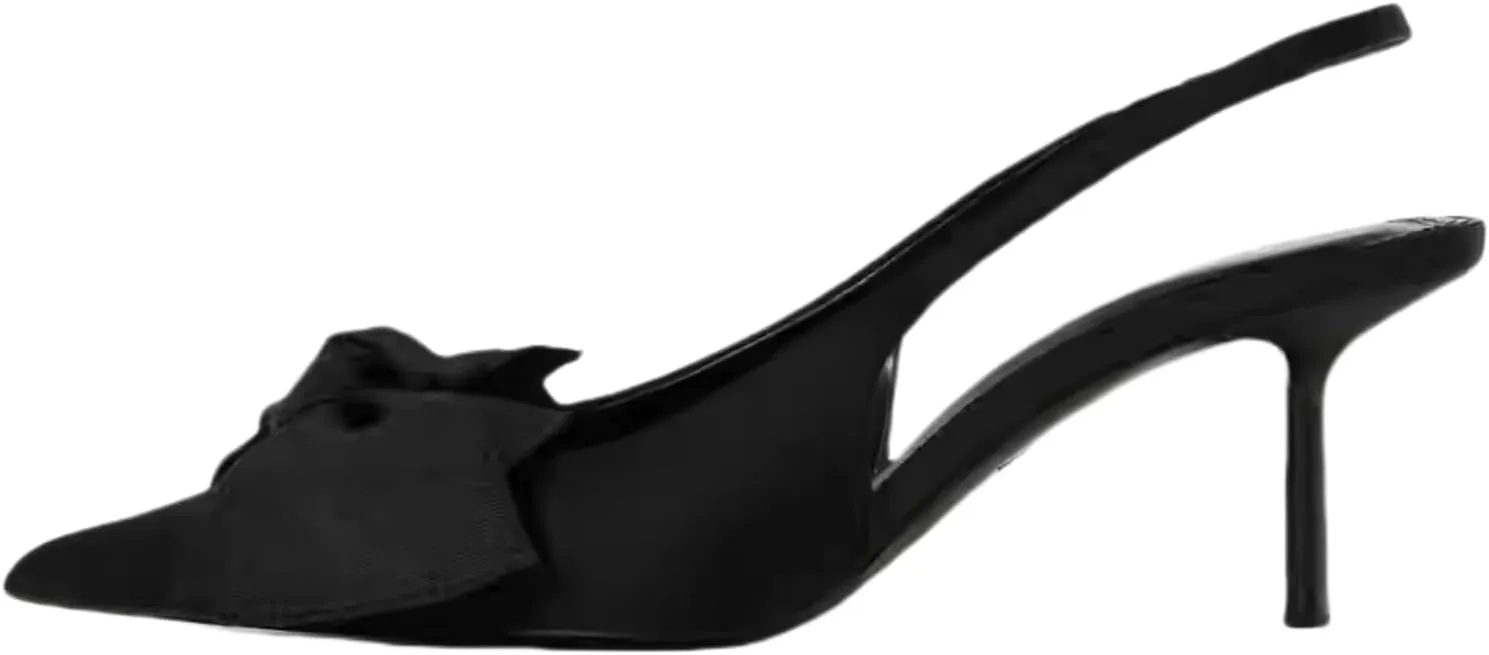 Women's Leopard Slingback Pumps Bow Knot Closed Pointy Toe Kitten Heels for Women Animal Print Backless Slip On Slingback Sandals