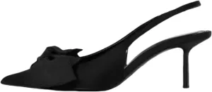 Women's Leopard Slingback Pumps Bow Knot Closed Pointy Toe Kitten Heels for Women Animal Print Backless Slip On Slingback Sandals