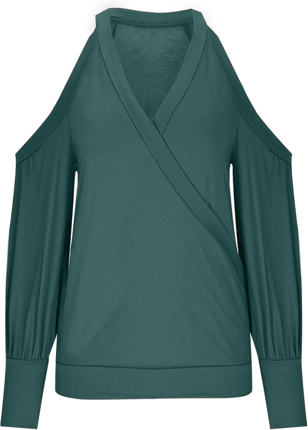 Women's Long Sleeve Tops Sexy Casual Cold Shoulder Tunic Shirts Wrap v Neck Halter Blouses Going Out