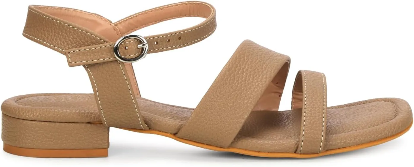 Women's Low Block Heeled Sandals | Comfortable Open Toe Strappy Fashion Sandal with Adjustable Ankle Strap for Casual, Party & Office