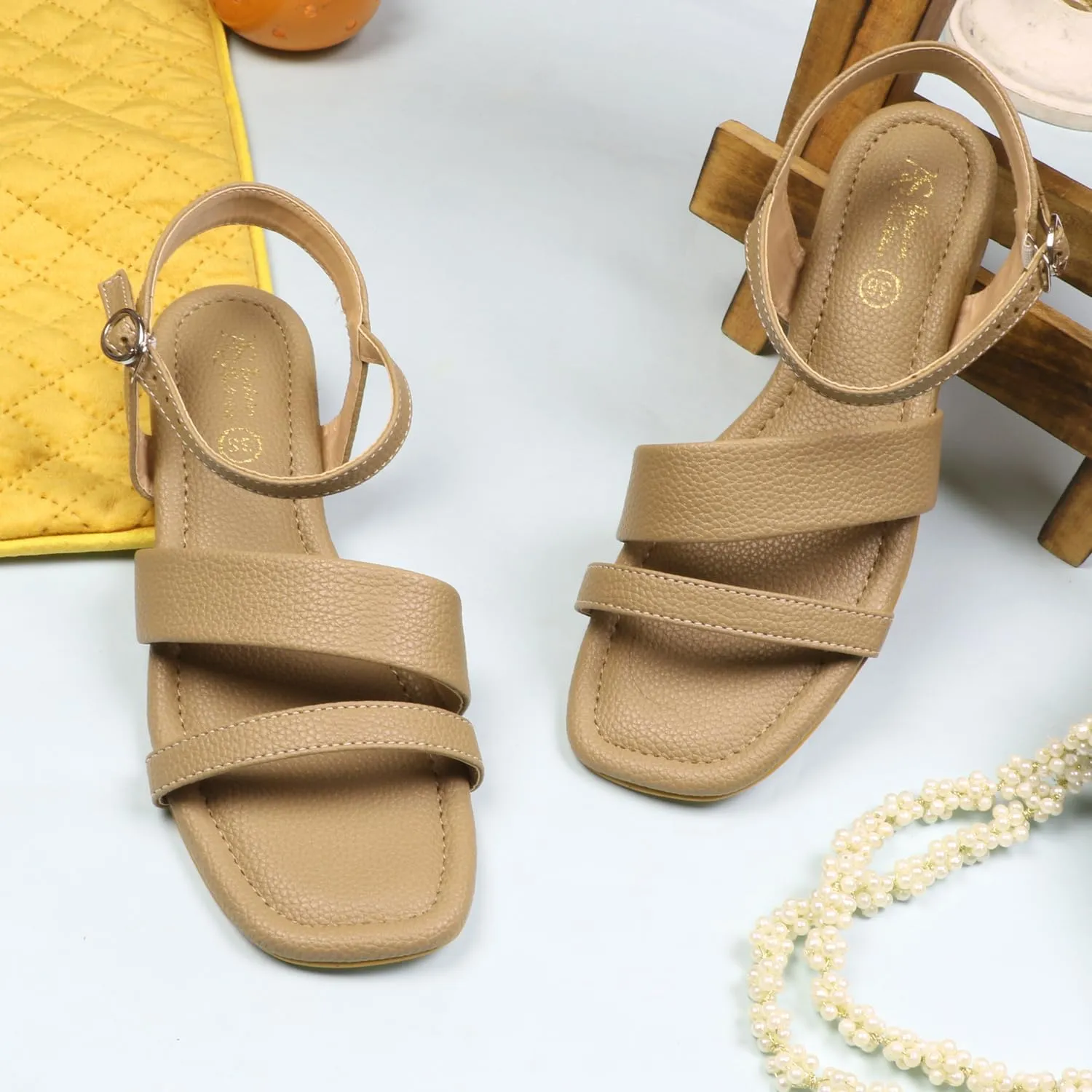 Women's Low Block Heeled Sandals | Comfortable Open Toe Strappy Fashion Sandal with Adjustable Ankle Strap for Casual, Party & Office