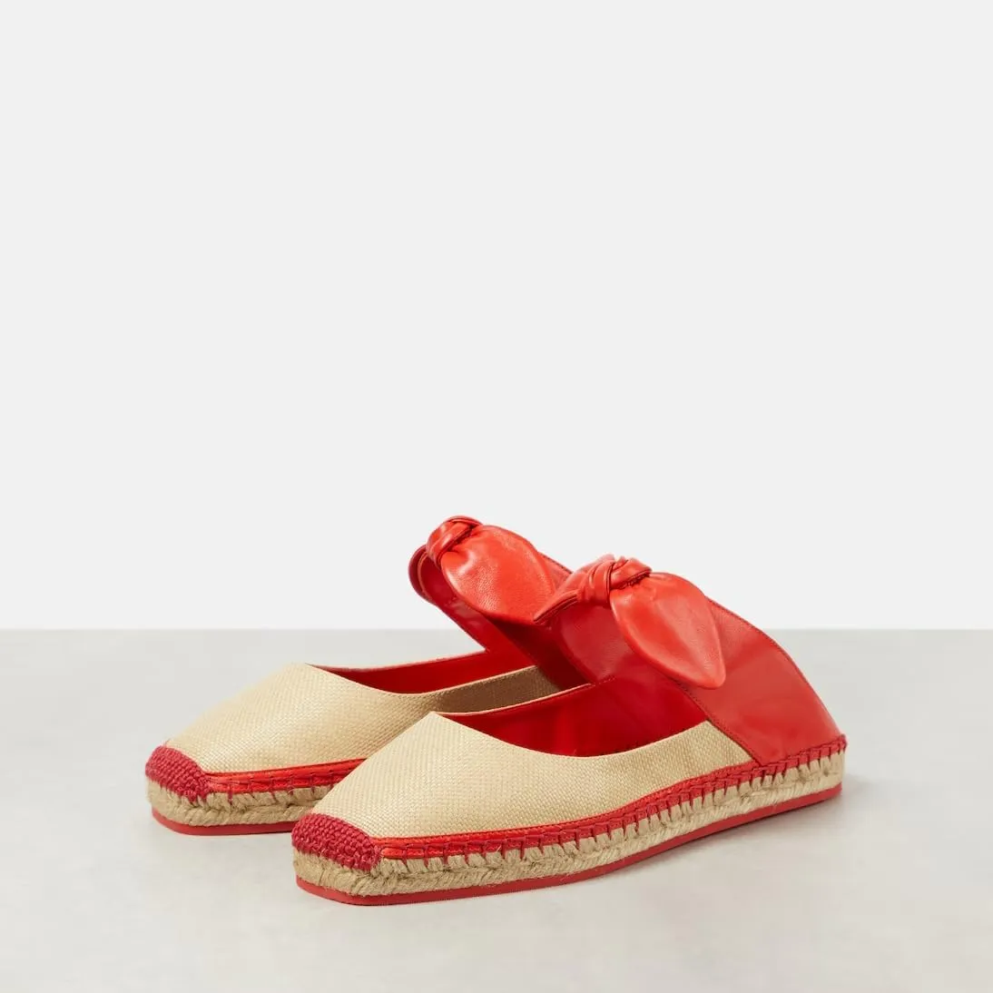 Women's Mary Jane Bow Tie Woven Espadrilles Ballet Flats for Women Platform Mules Sandals Outsole Canvas Summer Ballerina Shoes