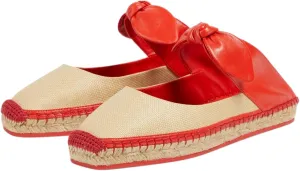 Women's Mary Jane Bow Tie Woven Espadrilles Ballet Flats for Women Platform Mules Sandals Outsole Canvas Summer Ballerina Shoes