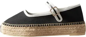 Women's Mary Jane Espadrilles Flats Platform Espadrilles Woven Outsole Shoes Canvas Flats
