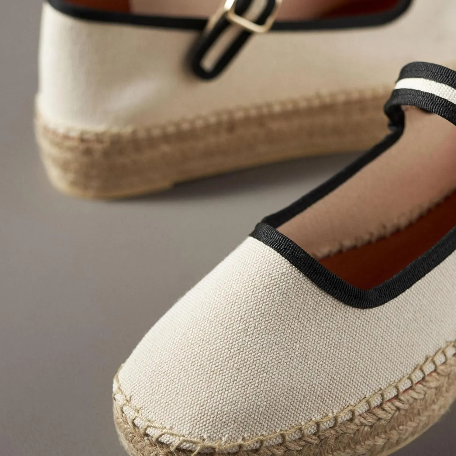 Women's Mary Jane Espadrilles Flats Platform Espadrilles Woven Outsole Shoes Canvas Flats