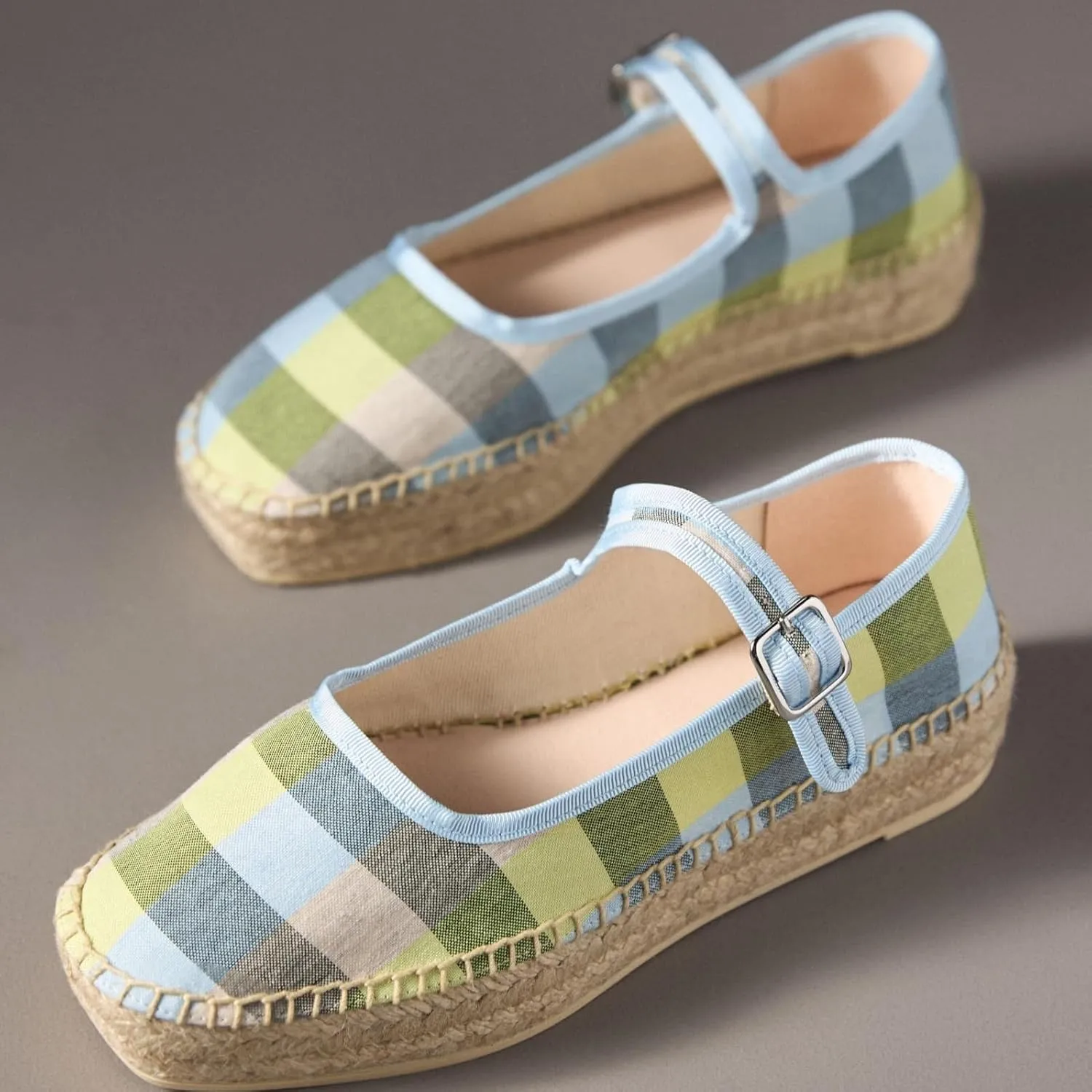 Women's Mary Jane Espadrilles Flats Platform Espadrilles Woven Outsole Shoes Canvas Flats