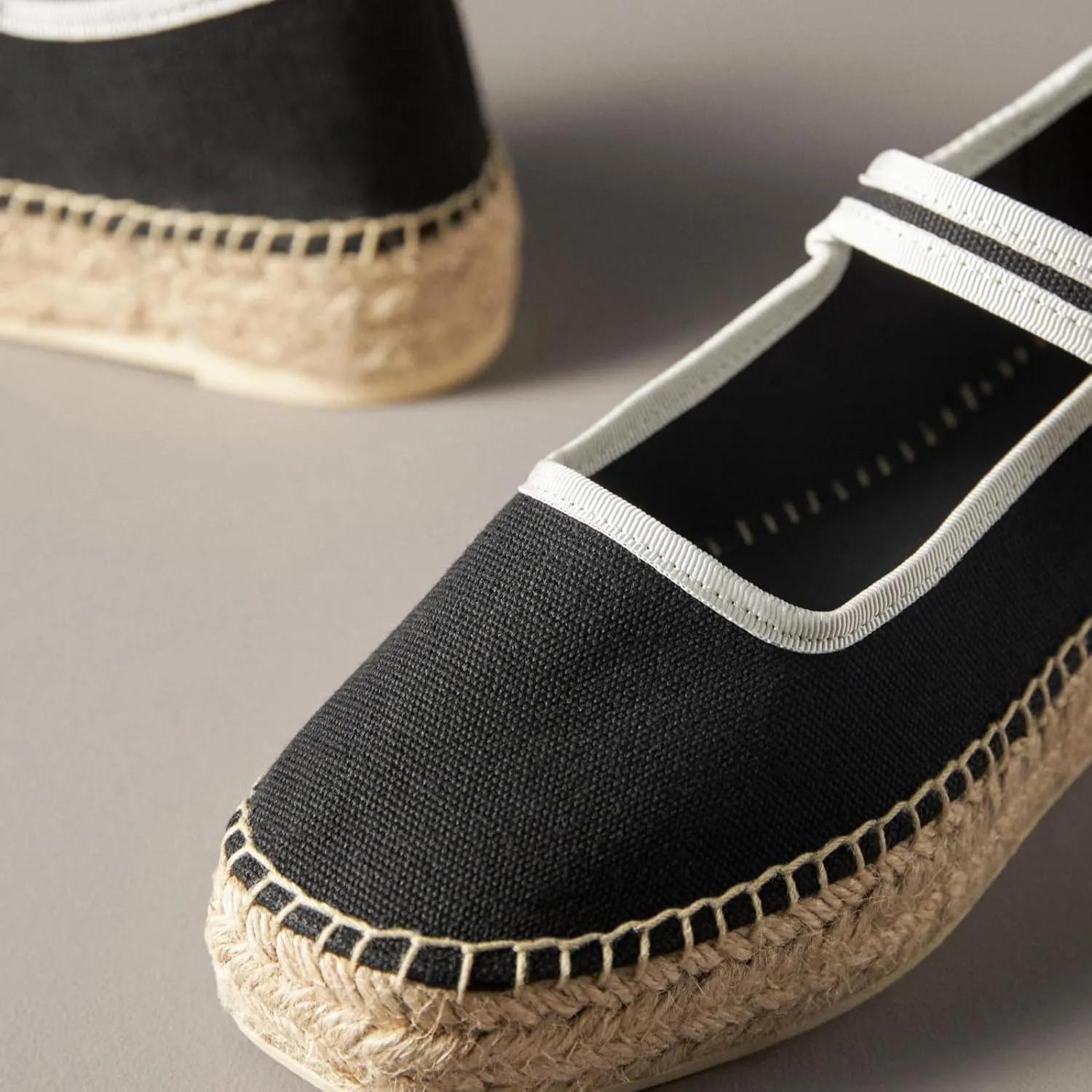 Women's Mary Jane Espadrilles Flats Platform Espadrilles Woven Outsole Shoes Canvas Flats