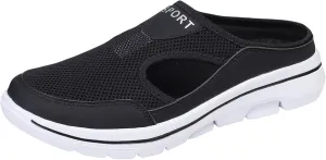 Women's Mules Shoes Breathable Mesh Walking Mules Sneakers Open Back Slip On Shoes Comfort Breathable Support Sports Sandals Outdoor Orthopedic Non Slip Sneakers Closed Toe Slides with Arch Support