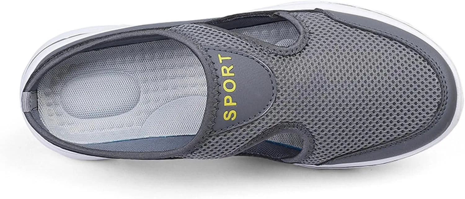 Women's Mules Shoes Breathable Mesh Walking Mules Sneakers Open Back Slip On Shoes Comfort Breathable Support Sports Sandals Outdoor Orthopedic Non Slip Sneakers Closed Toe Slides with Arch Support