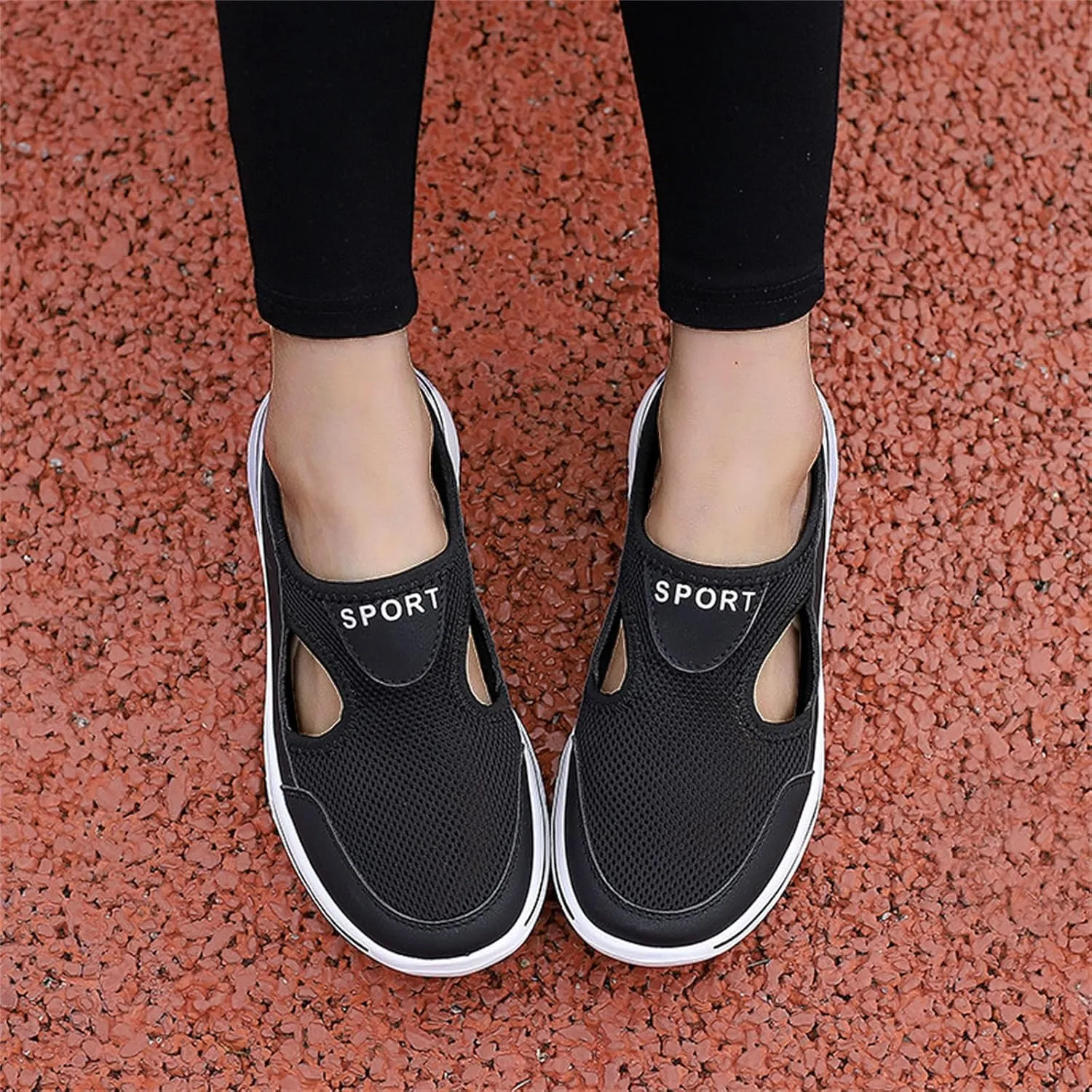 Women's Mules Shoes Breathable Mesh Walking Mules Sneakers Open Back Slip On Shoes Comfort Breathable Support Sports Sandals Outdoor Orthopedic Non Slip Sneakers Closed Toe Slides with Arch Support