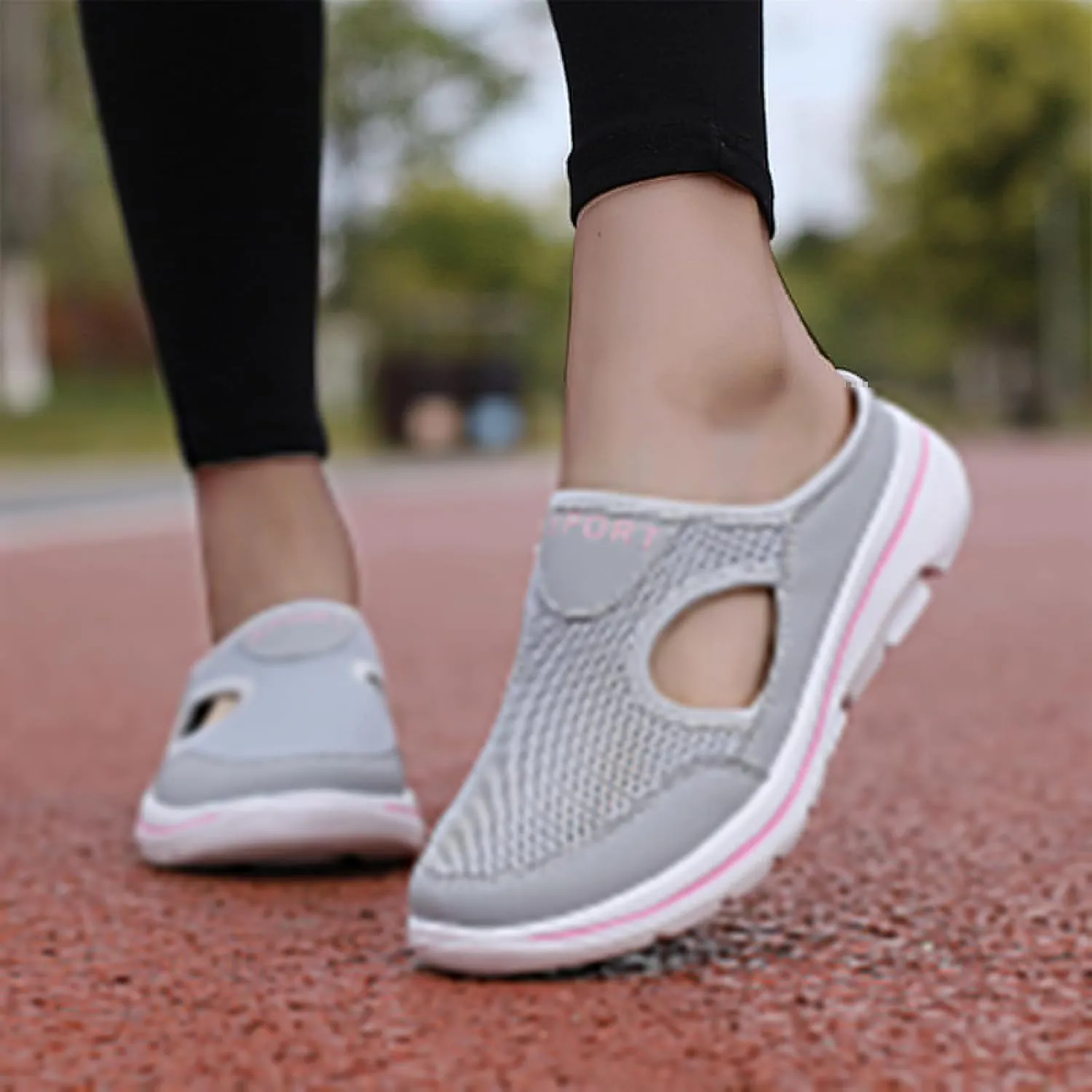 Women's Mules Shoes Breathable Mesh Walking Mules Sneakers Open Back Slip On Shoes Comfort Breathable Support Sports Sandals Outdoor Orthopedic Non Slip Sneakers Closed Toe Slides with Arch Support